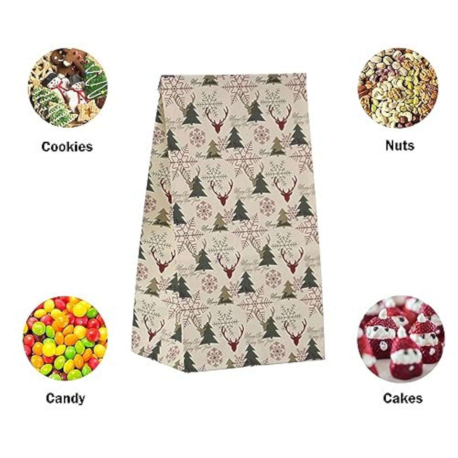 Christmas Treat Bags With Stickers, 24 Kraft Paper Goodie Bags, Holiday Party Favor Bags For Classroom, Kids Gift Wrapping & Winter Celebrations