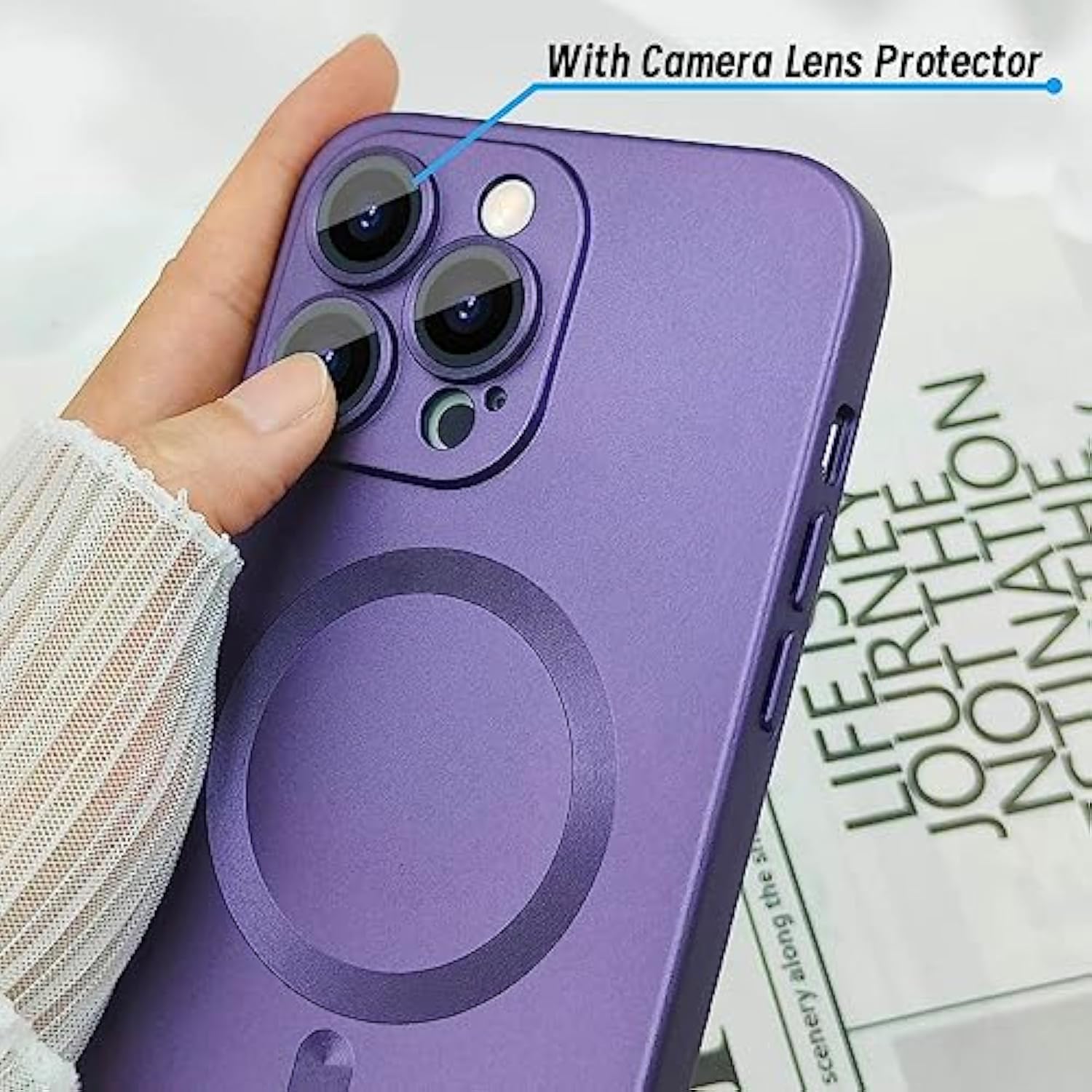 Magnetic Case For Iphone 13 Pro Max Phone Case For Women, Matte Luxury Soft Metallic Luster Design With Camera Lens Protector, Compatible With Magsafe Case For Iphone 13 Pro Max 6.7"-Pink