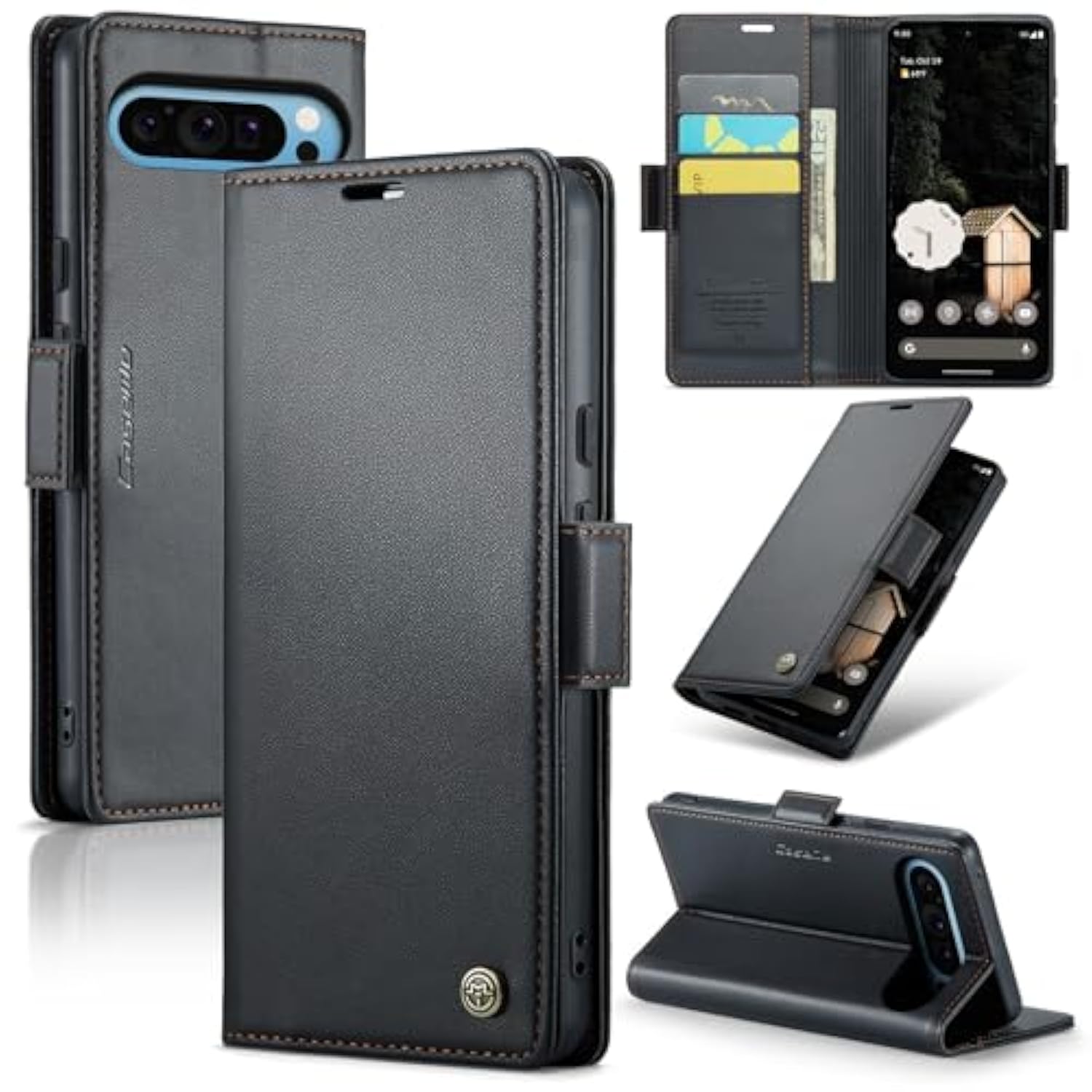 Wallet Case For Google Pixel 10 Pro Xl, Magnetic Flip Case With Rfid Blocking Card Holder Kickstand For Women Men, Pixel 10 Pro Xl Shockproof Durable Protective Phone Cover (Black)