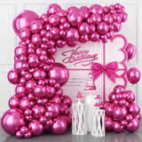 123pcs Chrome Hot Pink Balloon Garland Kit in Various Sizes for Birthday & Wedding Decor