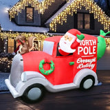Christmas Inflatable 6Ft Santa Claus Outdoor Decorations Blow Up Gift Truck With Presents & Squirrel Lighted Xmas Car Ou