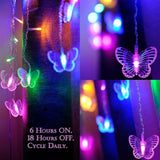 Butterfly Curtain Fairy Lights Usb Plug In,8 Modes 120 Led 20Ft Firefly Twinkle Timer String Lights With Remote For Bedroom Patio Christmas Wedding Party (Multi-Colored(Pink))