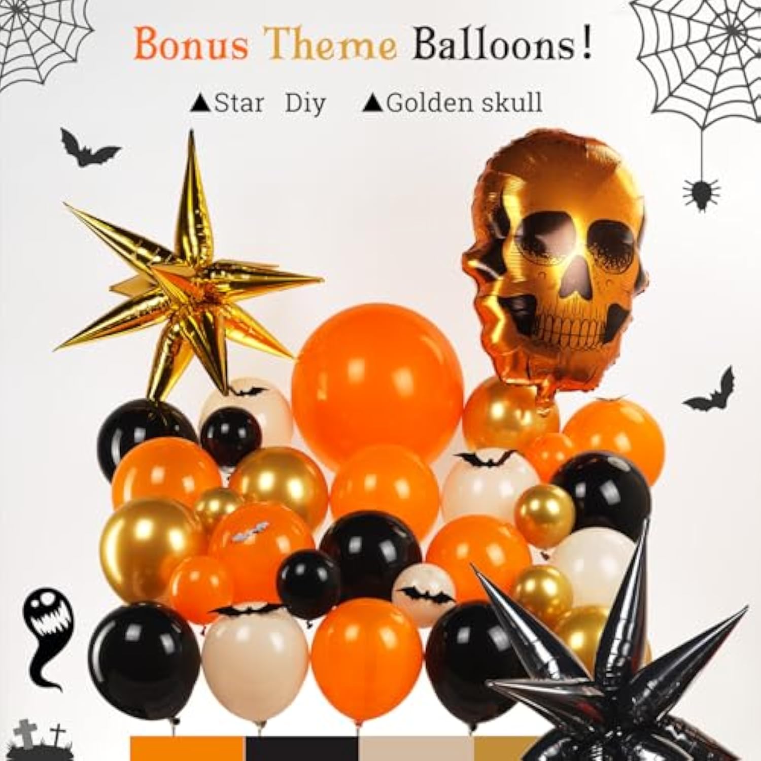 Summerween Balloon Garland Kit: Orange, Black, Gold Halloween Party Decor