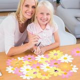 Spring Daisy Flower Paper Cutouts-100Pcs Glitter Daisy Flower Cutouts Decorations Diy Paper Cuts Party Decor For Spring Bulletin Board Boho Groovy Retro Themed Birthday Party Wall Decorations Favor