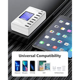 8-Port Usb Charger Station, 60W/12A Multi Port Usb C Hub With Lcd Display For Multiple Devices, Compact Desktop Charging For Iphone, Ipad, Samsung, Android Tablet