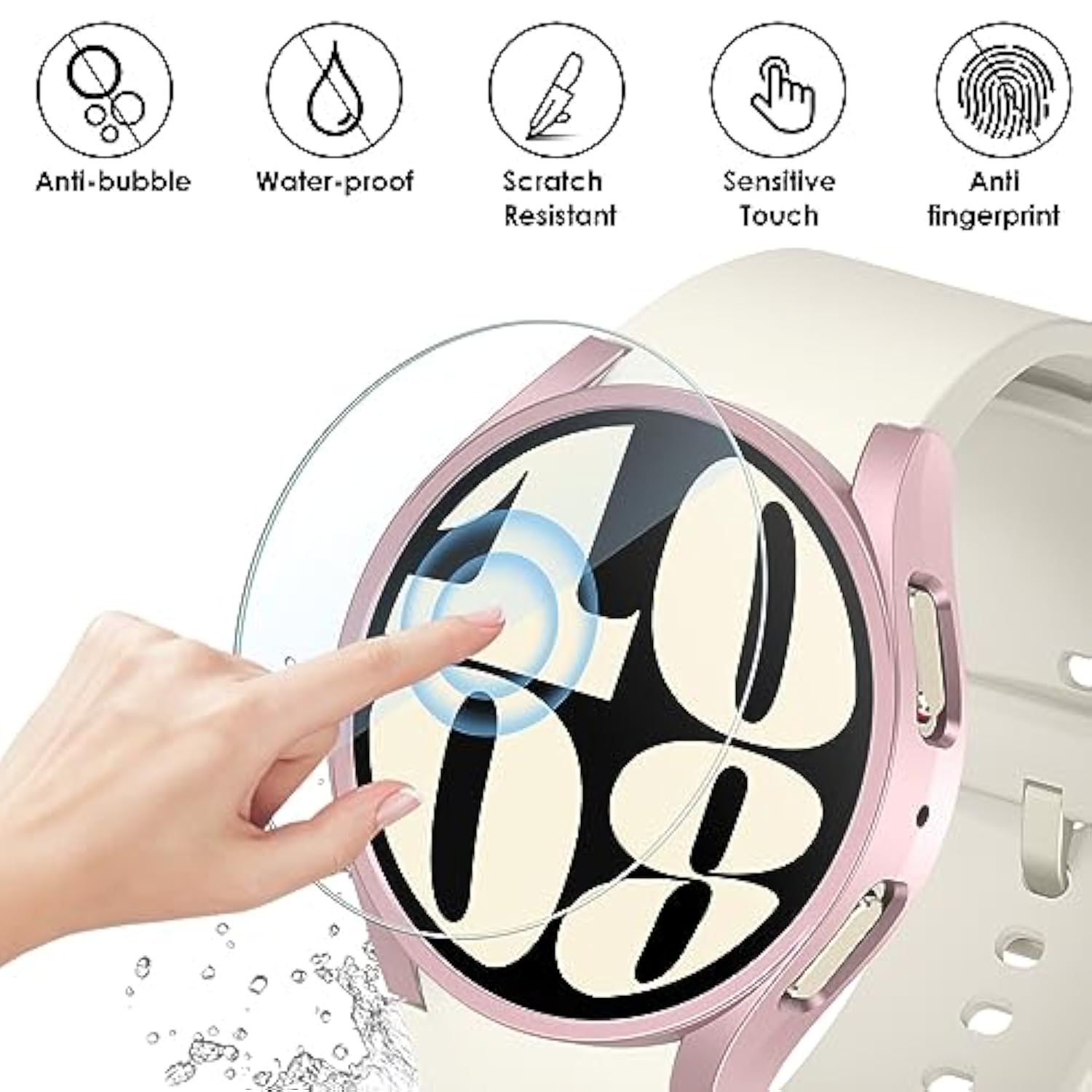 [5+5 Pack] Galaxy Watch 6 Screen Protector Case 40Mm, Anti-Fog Tempered Glass Protective Film And Hard Pc Protective Bumper Compatible With Samsung Galaxy Watch 6 40Mm Accessories