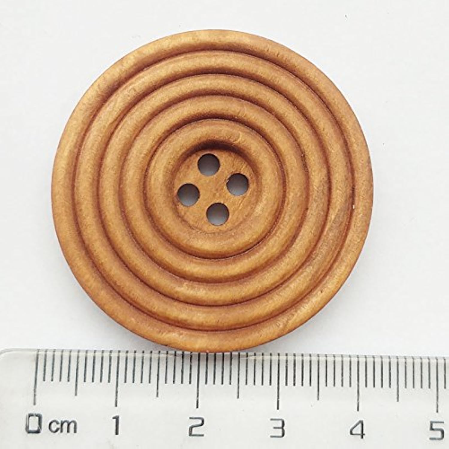 30Pcs 40Mm 1 1/2" Round Brown Wood Buttons 4 Holes Craft Sewing Button