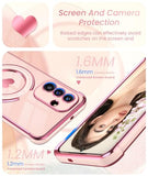 for  Galaxy S26 Cute Love Heart Kickstand Woman Girls Phone Case with Screen Protector: Luxury Plated Gold Edge Slim Soft TPU Full Camera