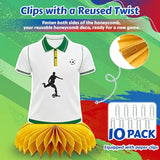 10 Pcs Soccer Party Decorations, 3D Soccer Honeycomb Centerpiece, Soccer Centerpieces for Table with Reusable Paper Clips for 2026 Matches Soccer Theme Birthday Party Supplies