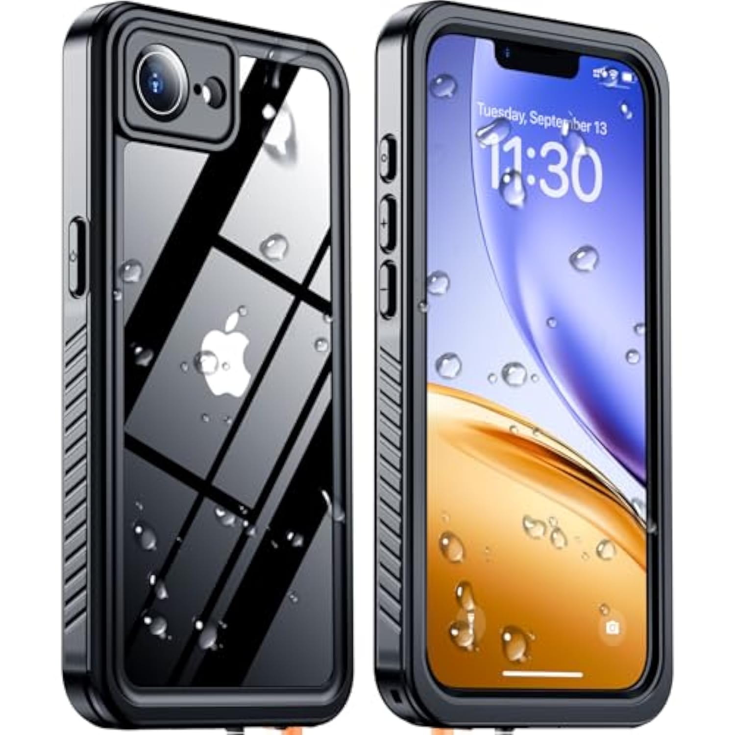 Compatible With Iphone 16E Case Waterproof, Built-In Screen & Camera Protector Ip68 Underwater Full Body 16Ft Military Dropproof Shockproof Phone Case For Iphone 16E 6.1"-Black/Clear