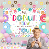 Donut Forget Us Party Decoration - Retirement Farewell Party Backdrop, Balloon Banner, Tablecloth, Hanging Swirl