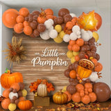 Pumpkin Fall Balloon Arch Kit with Orange Brown White Balloons for Thanksgiving Party