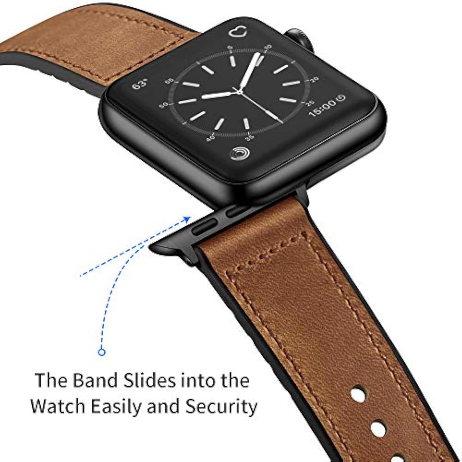 Compatible With Apple Watch Band 49Mm/46Mm/45Mm/44Mm/42Mm, Sweatproof Genuine Leather And Rubber Hybrid Band For Iwatch Ultra 2/1 Series 10 9 8 7 6 5 4 3 2 1 Se, Brown/Black