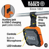 KLEIN TOOLS AEPJS2 Bluetooth Speaker with Magnetic Strip and Hook, Rechargeable, Wireless and Aux Capable, Hands Free Capable, 10 Hr Run Time, IP54