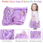 For Samsung Galaxy Tab A9 Plus Case Kids Girls Galaxy Tab Case With Screen Protector Kickstand Shoulder Strap Butterfly Shockproof Cover For Samsung A9 Plus Tablet Cover 11 Inch 2023