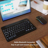 7 Color Backlit Bluetooth Keyboard And Mouse Combo For Ipad A16 11Th 10Th Gen Ipad Pro Mini Air Iphone, Ipados 13 Or Later, Slim Rechargeable Android Tablet Phone Wireless Mouse Keyboard (Black)