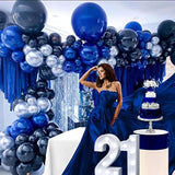 Navy Royal Blue Silver Balloon Garland Kit 160 Pcs Dark Blue Balloons Arch For Graduations Class Of 2025 Prom Party Birthday Decorations 50Th Men Bithday Supplies