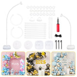 8.2Ft & 6Ft Balloon Arch Stand Kit, Black Half Arch Balloon Stand With Base For Floor, Free Bending Top Balloon Column Kit For Wedding Birthday Baby Shower Graduation Party Decorations