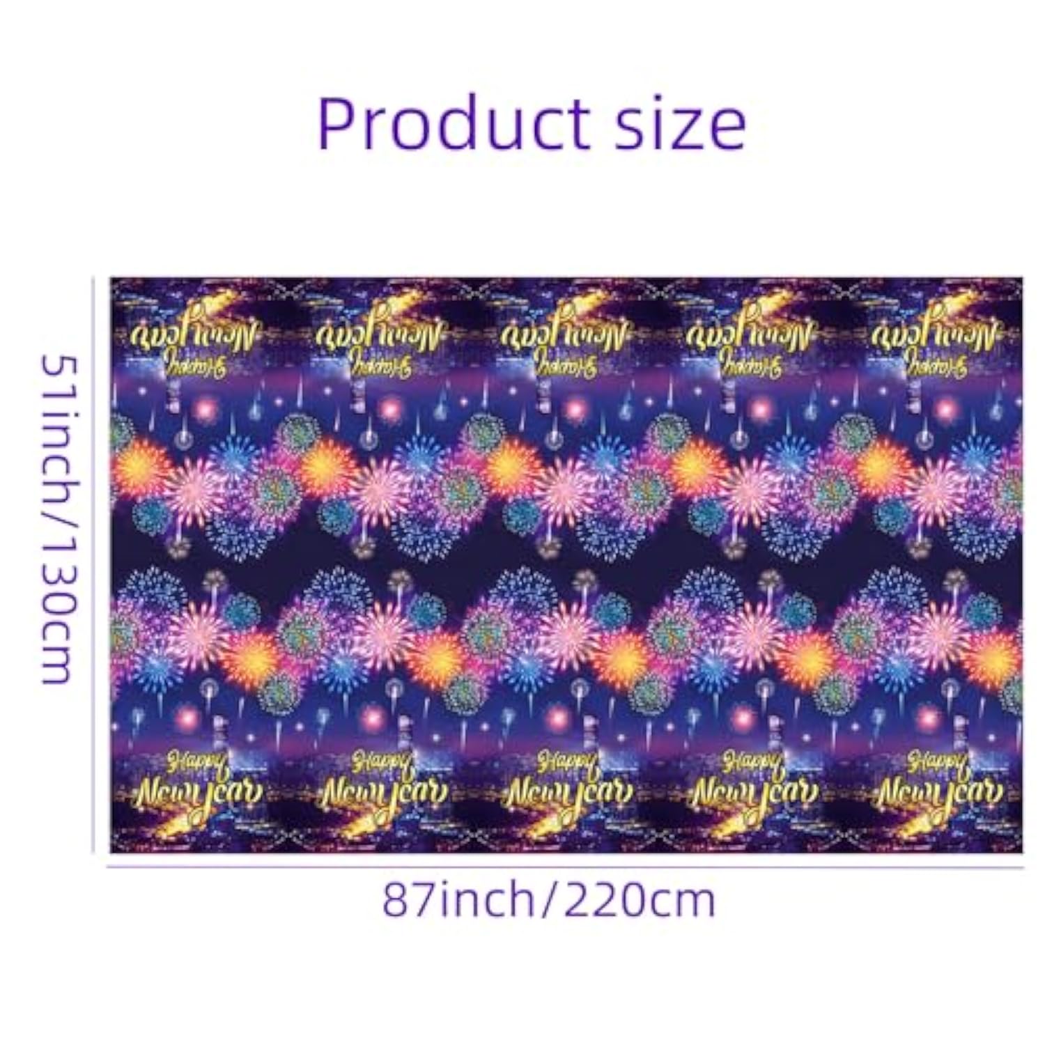 3-Piece Happy New Year 2026 Tablecloth Set 54x87 Inch for Party Decor