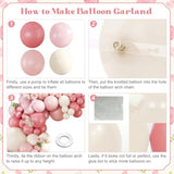 Pink Balloon Arch Kit, 124Pcs Pastel Light Dusty Blush Pink Sand White Balloons For Birthday Baby Shower Wedding Gender Reveal Decorations