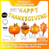 21 Pcs Happy Thanksgiving Fall Balloons Pumpkin Maple Leaf Acorn Party Decor
