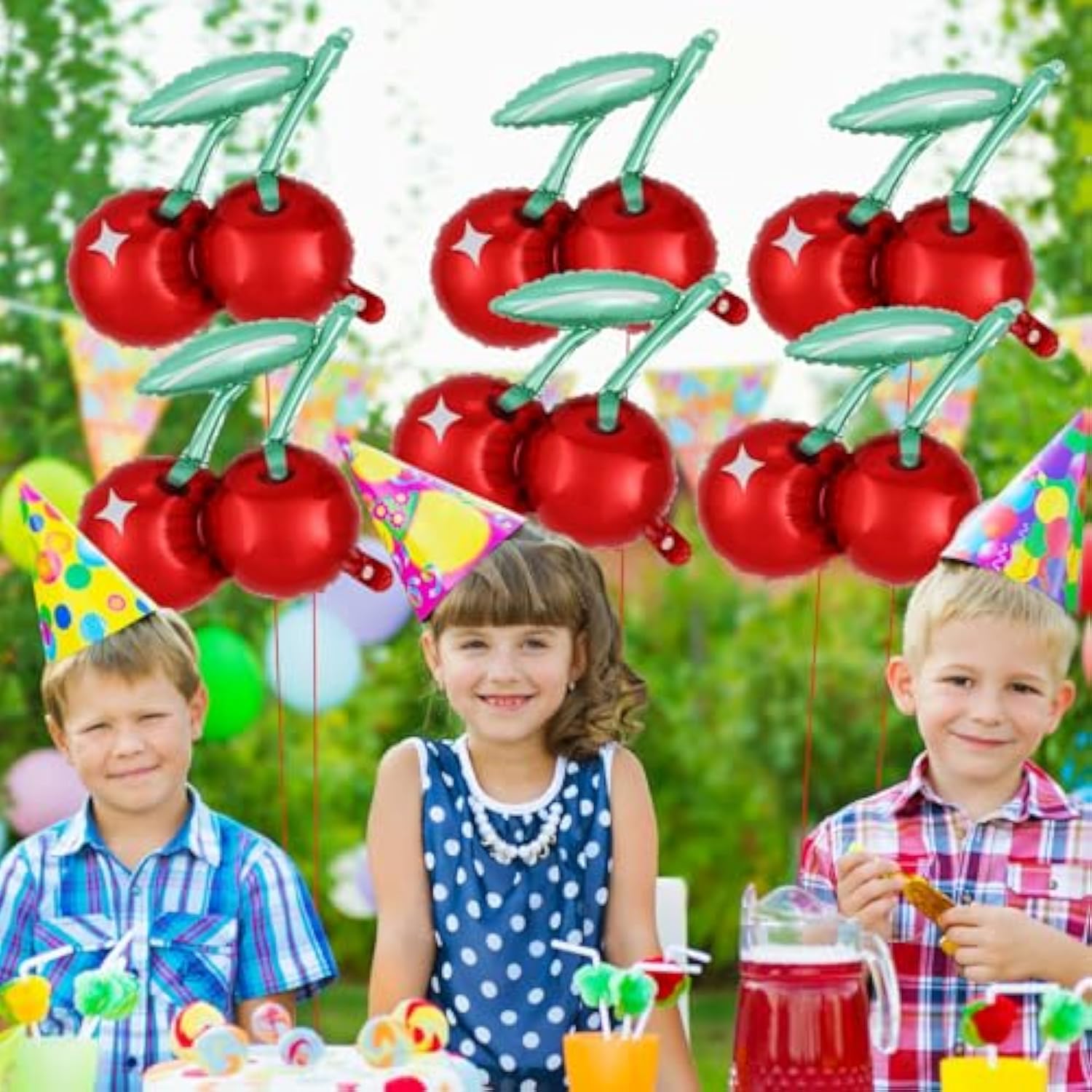 6 Pcs 20" Cherry Foil Balloons Red Fruit Mylar for Summer Parties & Showers