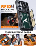 for  Galaxy S26 Ultra Case Wallet RFID [Cards Holder][Camera Cover][Edge Raised] Full Body Rugged Shockproof Silicone Phone Case for Galaxy