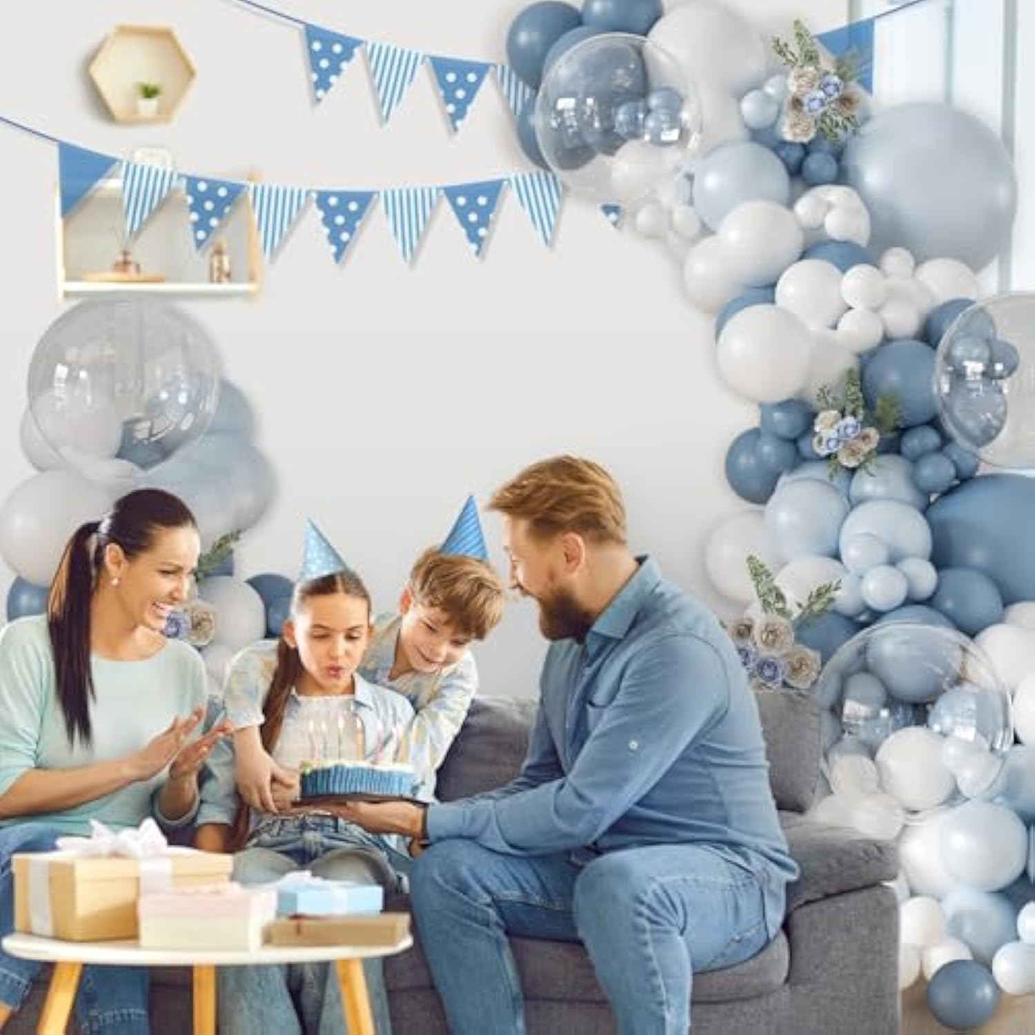 126pcs Dusty Blue Balloon Arch Kit for Baby Shower, Wedding & Party Decor