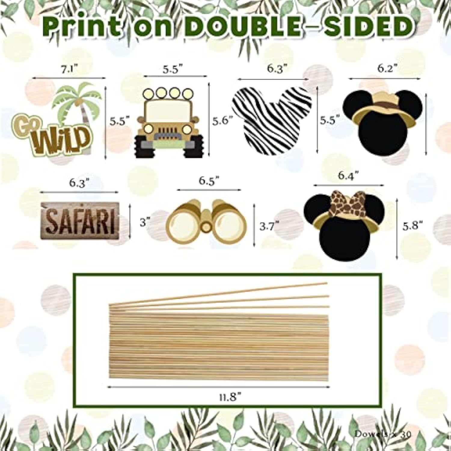 Mouse Safari Centerpiece Sticks- Let'S Go Wild Jungle Animal Birthday Party Baby Shower Table Toppers For Kids?28Pcs?