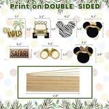 Mouse Safari Centerpiece Sticks- Let'S Go Wild Jungle Animal Birthday Party Baby Shower Table Toppers For Kids?28Pcs?