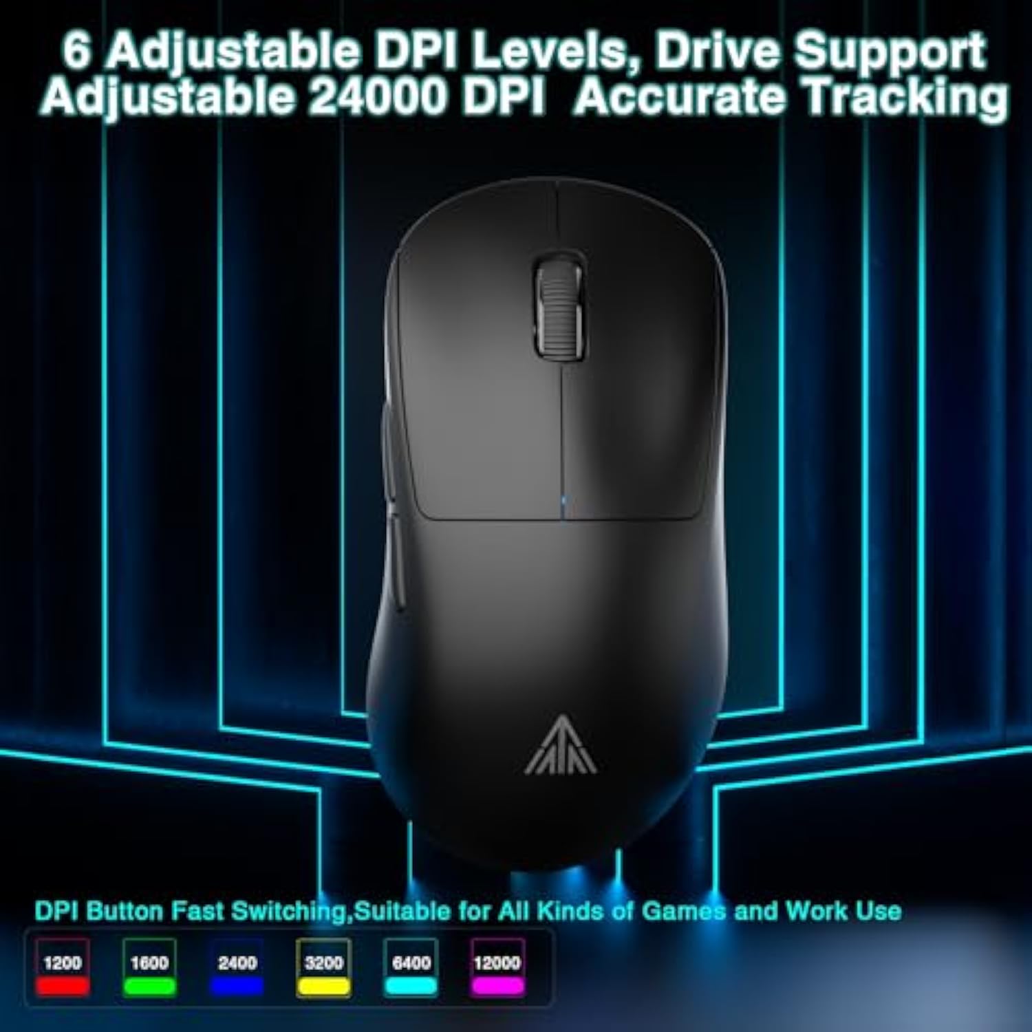 Solakaka Sm850 Wireless Gaming Mouse, 24000 Dpi, 55G Lightweight Mouse Gaming, 6 Programmable Buttons, Ergonomic Computer Mouse, Tri-Mode Bt5.1/2.4G/Usb-C 250H Battery Life Pc Gamer Mice For Laptop