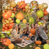 158PCS Fall Balloon Arch Kit with Pumpkin Acorn Maple Leaf Balloons for Thanksgiving