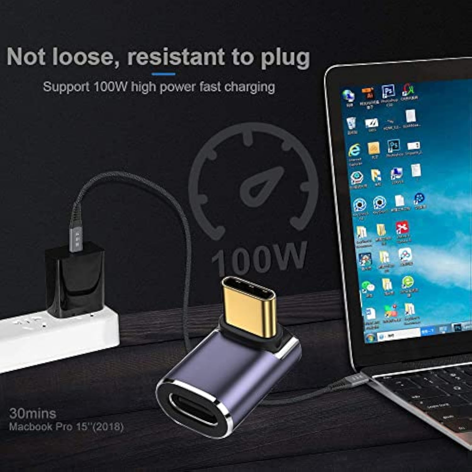40Gbps Usb4 Type C Male To Female 90 Degree Up Down Angled 100W Power Data 8K