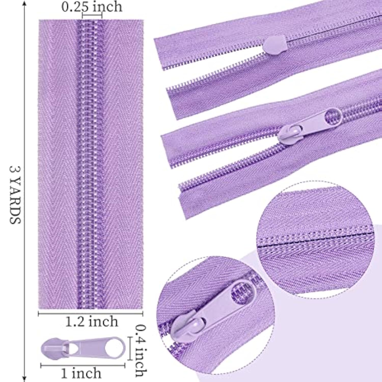 36 Yards 12 Pieces Sewing Zippers Assorted Small Nylon Zippers Lightwe