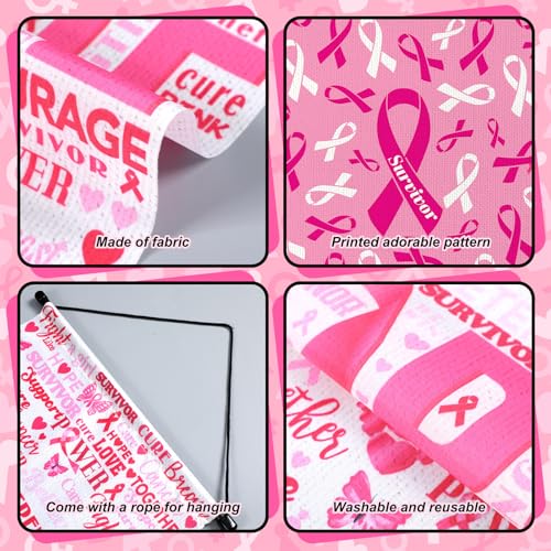 3 Pcs Breast Cancer Awareness Door Sign Flag Pink Ribbon Accessories