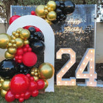 Red And Black Gold Balloons Arch Kit, 140Pcs Different Sizes Inch Red Black Gold Balloon And Confetti Party Balloon Garland Kit For Birthday, Wedding, Graduation, Anniversary, Prom Decorations