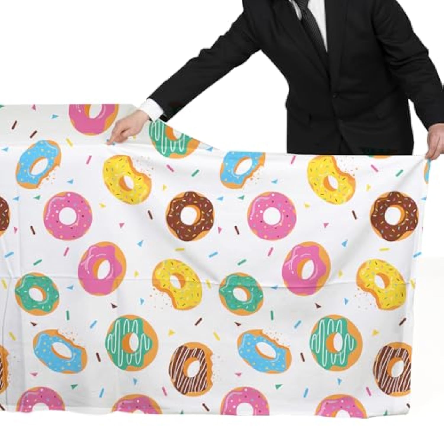 Donut Party Supplies: 2-Pack Donut Birthday Party Decorations,Disposable Plastic Tablecloth, Ideal Table Cover For Two Sweet Birthday, Baby Shower & Themed Parties, 54 X 108 Inch