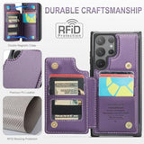 For Samsung Galaxy S24 Ultra Wallet Case With Card Holder, Rfid Blocking Credit Slots Kickstand Shockproof Phone Cover For Women Men, Purple
