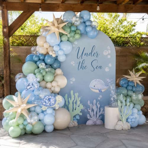Under the Sea Balloon Arch Garland Kit with Cream Star Foil Balloon
