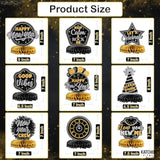 9 Pcs Black New Year 2026 Honeycomb Table Centerpieces