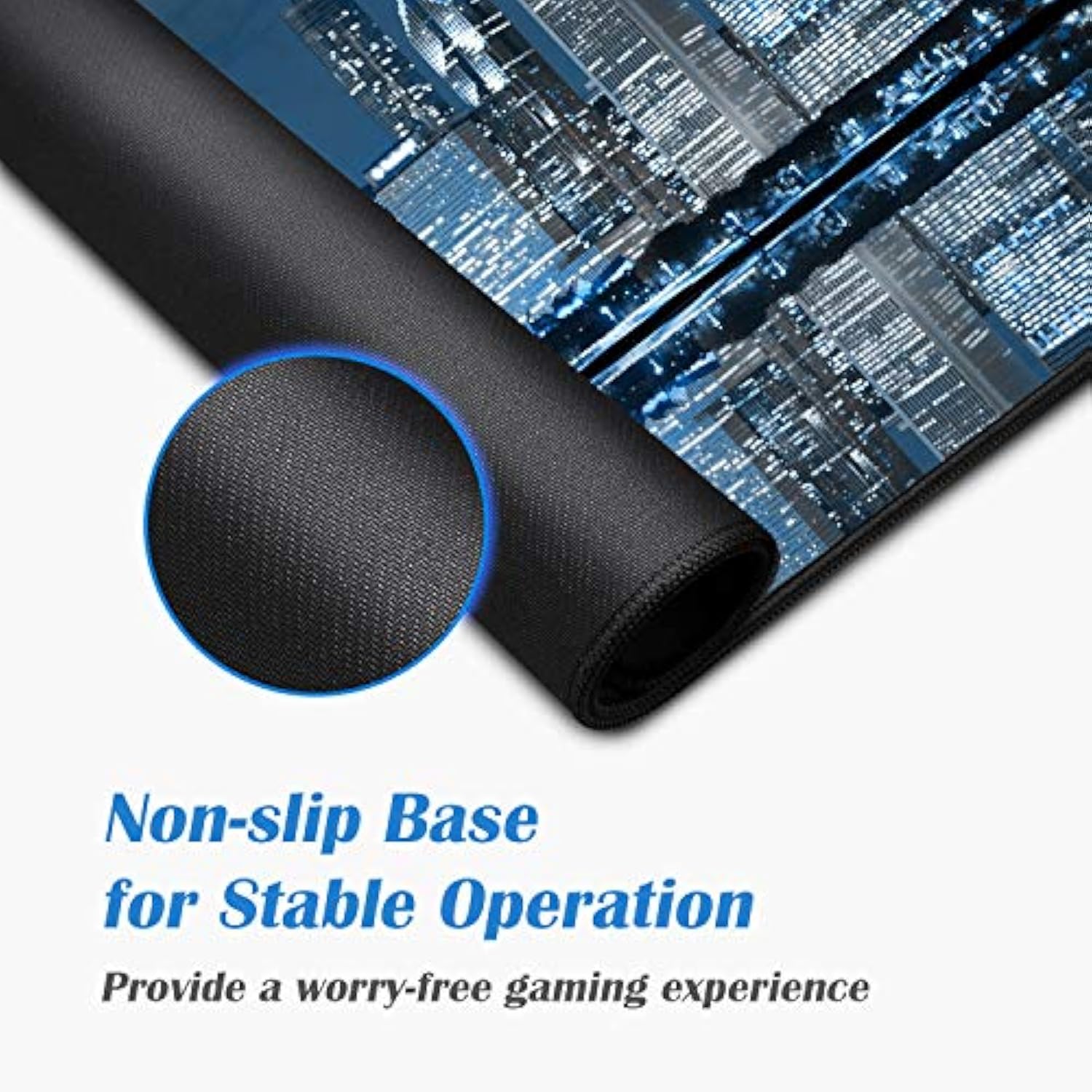 Desk Pad Mat Gaming Mouse Pads With Coasters, Office Desk Mat 31.5" ×11.8" Large Gaming Mouse Pad Durable Extended Computer Mouse Pad For Office & Home (Chicago Skyline Scene At Night)
