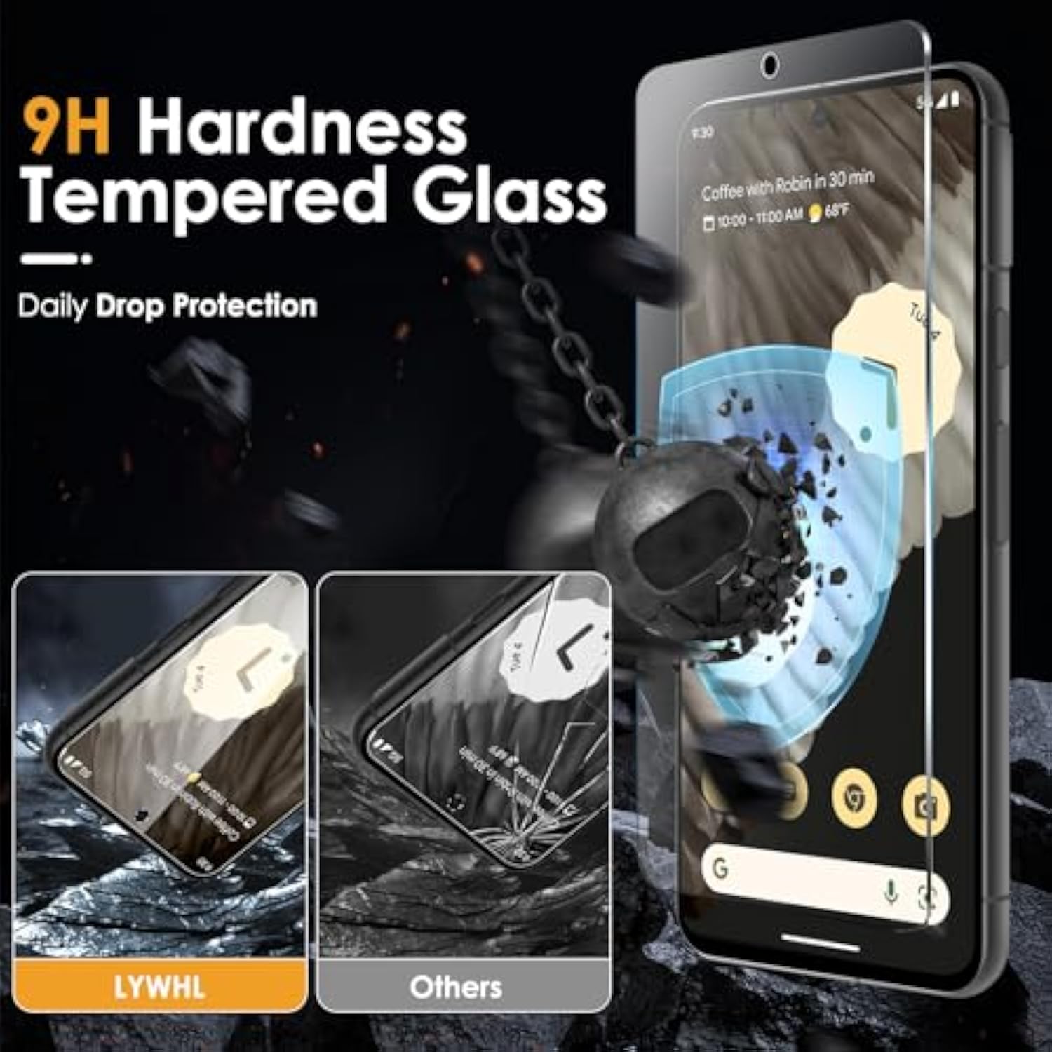 3 Pack For Google Pixel 8 Screen Protector, Tempered Glass Film Accessories, Sensitive Touch & Fingerprint Unlock, Easy Install Bubble Free Phone Case Friendly