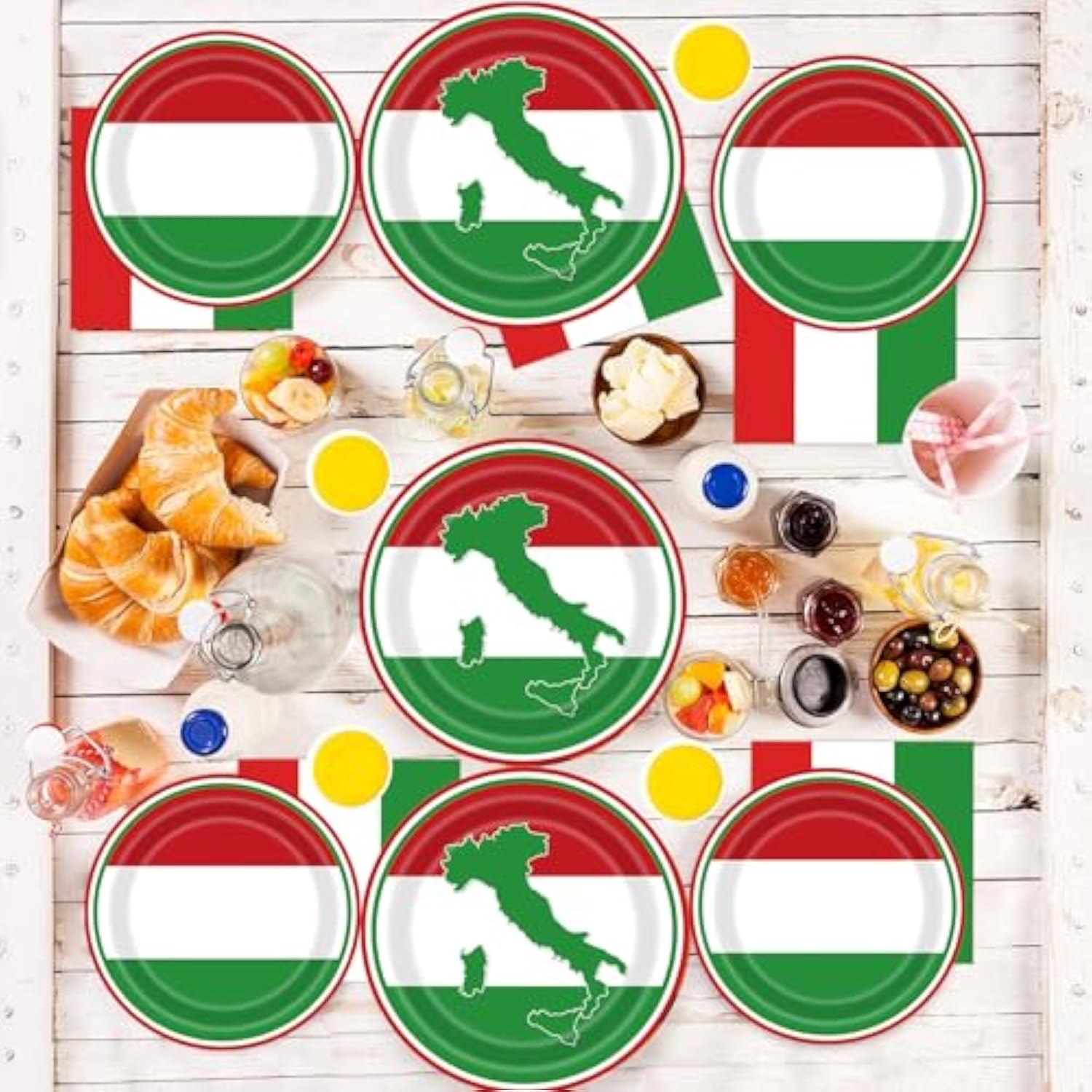 Italian Party Decorations Italy Flag Party Supplies Include Italian Flag Plates And Napkins Cups Banner Tablecloth For Red White And Green Italian Party Decor Italy Party Family Gathering,Serves 25