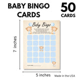 Baby Shower Bingo Cards - Infant Shower Games Boy, 50 Guest Keepsake Set, Baby Predictions, Large 5" X 7", Writable
