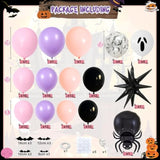 121Pc Halloween Balloon Arch Kit – Black Orange Pink Purple with Bat & Spider