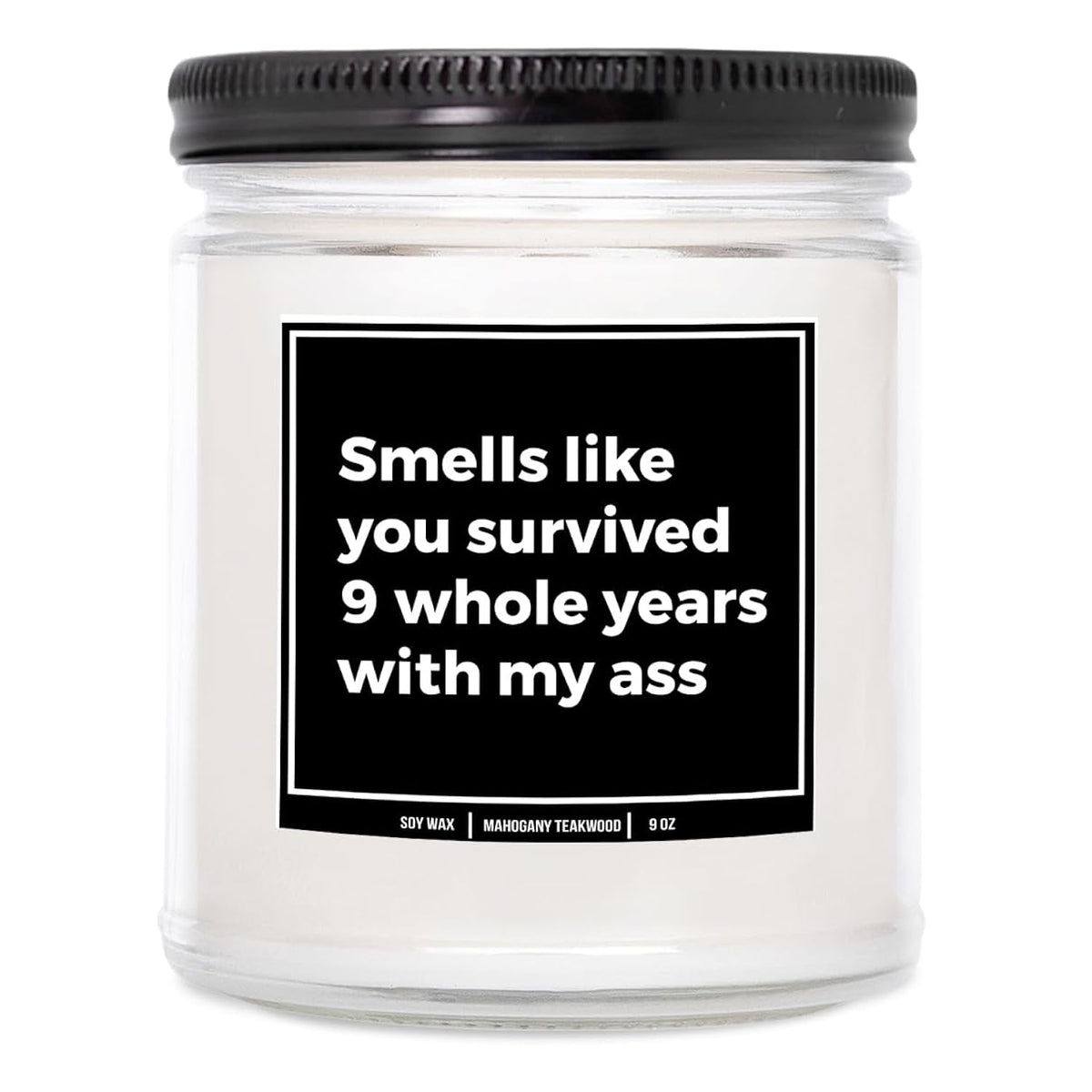 You Nique Designs 9Th Anniversary Candle For Husband, Wife 9Oz Candle, 9 Year Gift Idea For Him, Her, 9Th Wedding Anniversary Present For Him, Women, Men, Couple (Mahogany Teakwood)