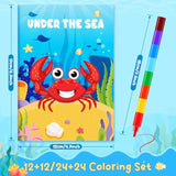 12 Under The Sea Mini Coloring Books Kids With 12 Stacking Crayons Ocean Animals Party Favors Small Activity Books Bulk For Kids Fish Birthday Party Gift Goodie Bag Stuffers