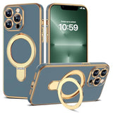 Grey Blue Plating Case for iPhone 13 Pro Max with Stand 6.7 inches