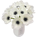 14Pcs Real Touch Anemone Poppy Bouquet For Artificial Flower Decor Kitchen Table Centerpiece Vase Home Greenery Wedding Holding Flowers Backdrop Arch Wall (White)