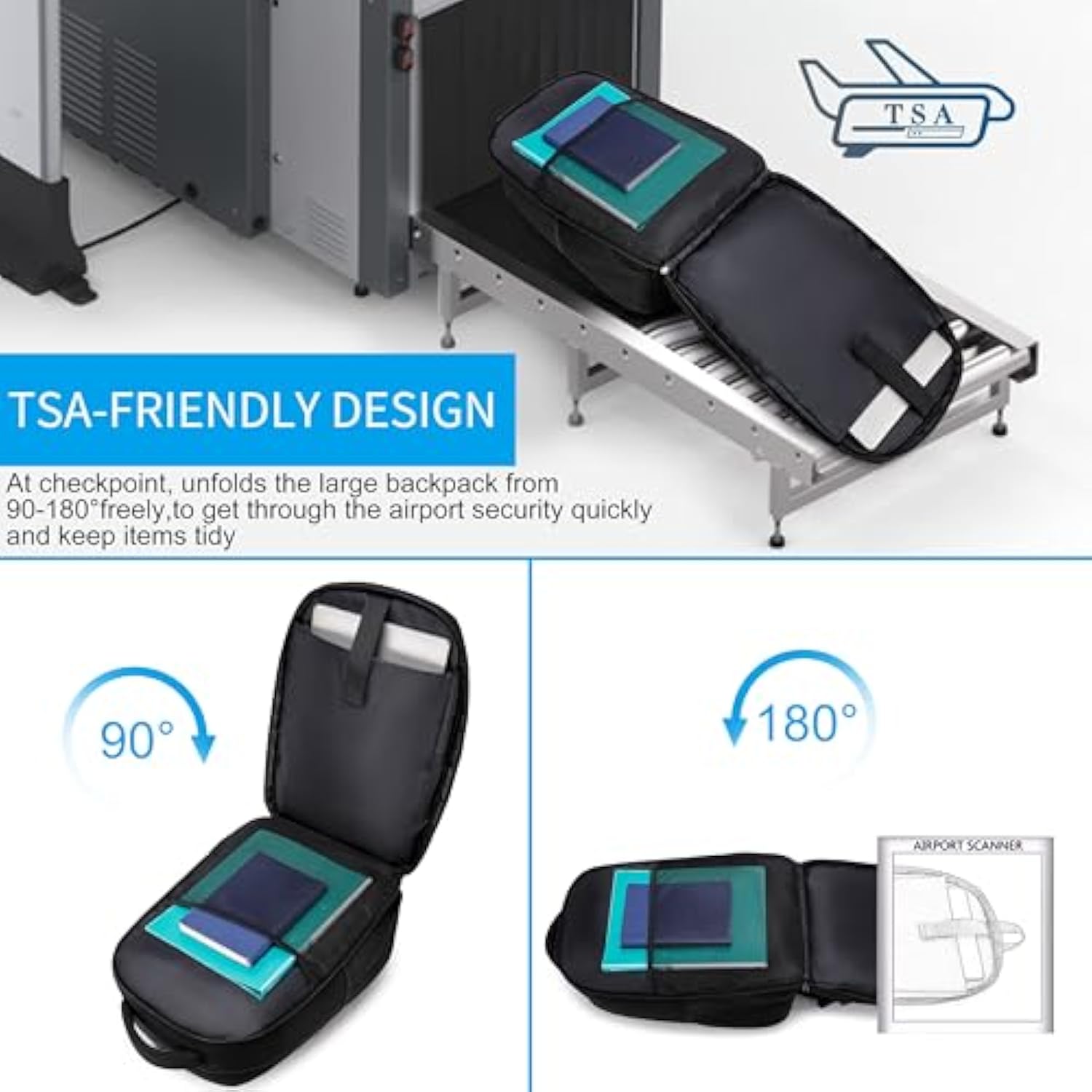 Laptop Backpack 17.3 Inch Computer Backpack Daypack Water-Repellent Laptop Bag With Usb Charging Port For Business/School/Travel/Women/Men (Black, 17.3 Inches)